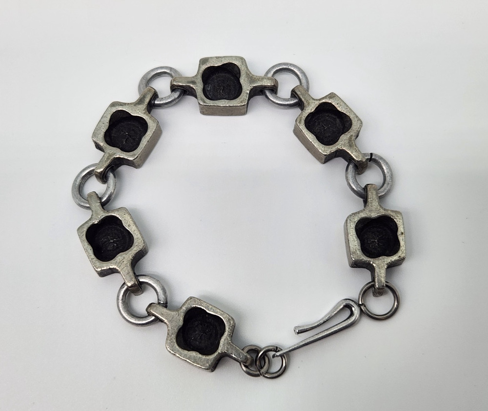 R. Tennesmed Sweden Brutalist Modernist Pewter Link Bracelet Scandinavian Design